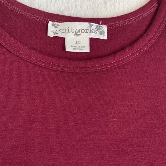 Knitworks Burgundy Glitter Roses Tank Dress 10 EUC - Picture 4 of 10